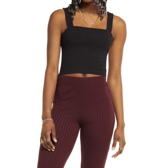 bp Tops - Nwt | BP Square Neck Organic Cotton Blend Crop Tank in Black Size Medium
